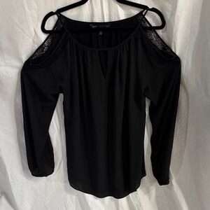 White House Black Market Cold-Shoulder Lace-Trim Blouse